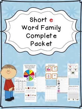 Preview of Sample Short e Word Family Centers Bundle: CVC Bingo, Spinner, Sorting, & MORE!