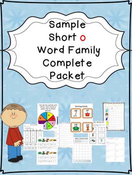 Preview of Sample Short o Word Family Centers Bundle: CVC Bingo, Spinner, Sorting, & MORE!