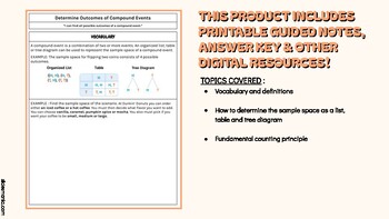 Preview of Sample Space / Determining Outcomes of Compound Events - PRINTABLE GUIDED NOTES