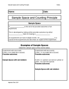 Preview of Sample Space and Counting Principle Quick Guided Notes