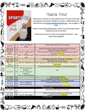 Preview of Sample Sports Medicine Pacing Guide (One Semester)