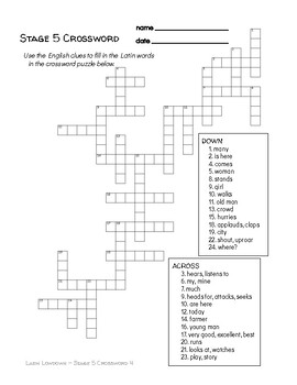 Preview of Sample Stage 5 Crossword - CLC Latin