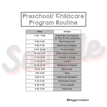 Sample Toddler Routines for Childcare/Preschool and Home by Reggio Toddlers