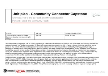 Preview of Sample Unit Plan 4 - Community Connector Capstone Project - 9/10 SEL in HPE