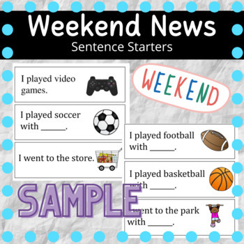 Preview of Sample! Weekend News Sentence Starters