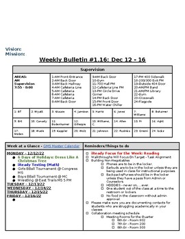 Preview of Sample of a Weekly Bulletin (editable and fillable resource)
