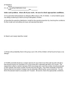 Preview of Sampling Distribution Quiz (version C)