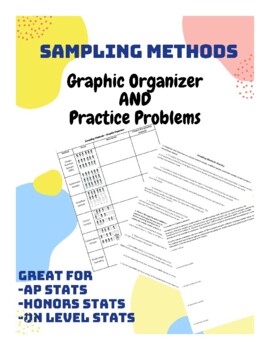 Preview of Sampling Methods Graphic Organizer and Practice - AP Statistics, Prob & Stats