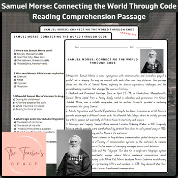 Preview of Samuel Morse: Connecting the World Through Code Reading Comprehension Passage
