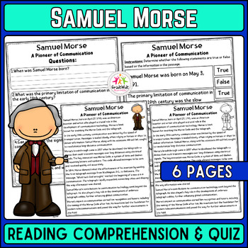 Preview of Samuel Morse Nonfiction Reading Passage and True/False Quiz for Inventors Day!