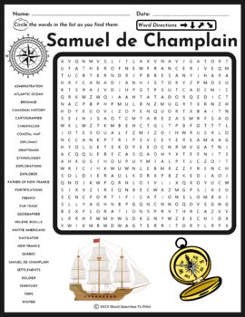 Preview of Samuel de Champlain Word Search Puzzle