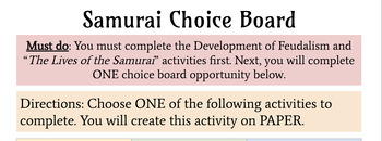 Preview of Samurai Choice Board (Assessment)