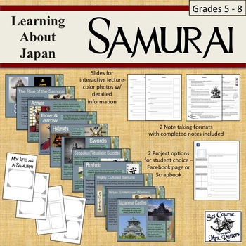 Preview of Samurai: Learning About Japan; slideshow; note taking; project options