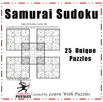 Preview of Samurai Sudoku Puzzles - 25 UNIQUE Sudoku Puzzle Collection Gr 4-9