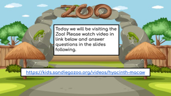 Preview of San Diego Zoo Virtual Learning Field Trip and Comp Questions 