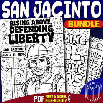 Preview of San Jacinto Bundle: Collaborative Poster Coloring Crafts, Classrooms, Project