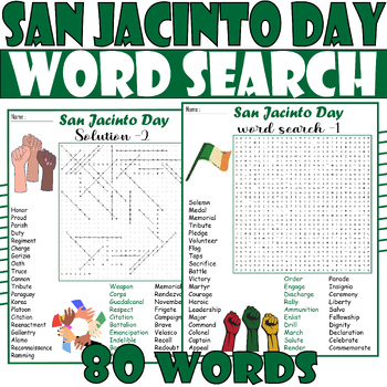 Texas Revolution Word Search Puzzle Activity Page with Coloring