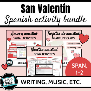 Preview of Spanish Valentine's Day San Valentín Activities - Spanish 1 2 BUNDLE