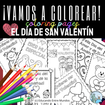 Preview of San Valentin Coloring pages Valentine's Day Spanish
