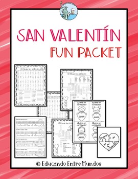 Preview of San Valentin Fun packet Spanish Pasatiempos
