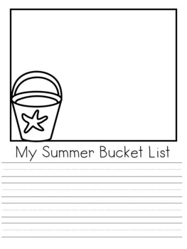 Sand Beach Bucket Craft and Writing Activity Worksheets Summer Bucket List