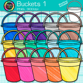 Preview of Sand Bucket Clipart: 17 Cute Summer Beach Pail Clip Art Transparent PNG Comm Use