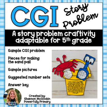 Preview of Sand Pail Craftivity 5th Grade | CGI Story/Word Problem | Division