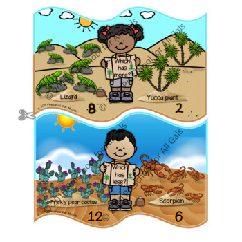 Sand – Plants and Animals: More or Less Quantity Clip Cards | TPT