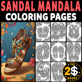 Preview of Sandal Mandala Coloring Book – 10 Pages