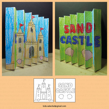 Preview of Sandcastle Craft Summer Beach Day Activities Coloring Agamograph Bulletin Board