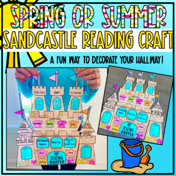 Preview of Sandcastle Summer or Spring Break Reading ELA Craft, Hallway or Bulletin Board