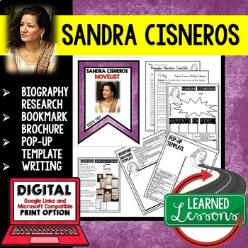 Preview of Sandra Cisneros Biography Research, Bookmark, Pop-Up, Writing