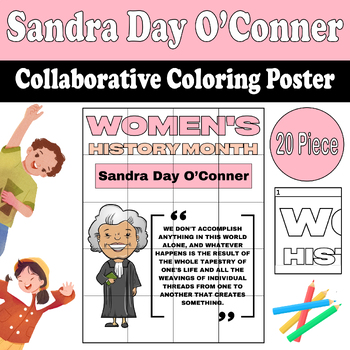 Preview of Sandra Day O’Conner: Collaborative Coloring Poster for Women's History Month