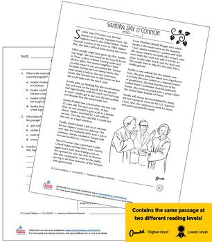 Preview of Sandra Day O’ Connor Grades 3 - 5 Free Printable