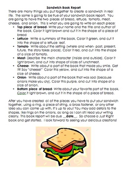 sandwich book report directions