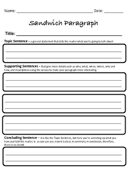 Sandwich Chart Graphic Organizer