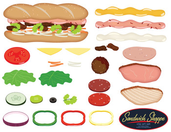 Preview of Sandwich Shoppe Clip Art Set / Food Clip Art  - Build your own sandwich!