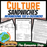 Sandwiches Around the World Passage, Crossword and Map Activity