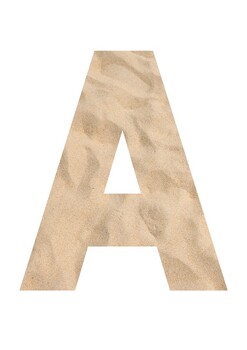 Preview of Sandy Print | A-Z 0-9 Decor | Printable Bulletin Board | Letters Number | Beach