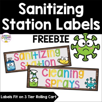 Preview of Sanitizing Station Cart Labels FREEBIE