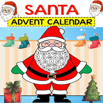 Preview of Santa Advent Calendar Craft Christmas Scissor Skills,Cutting Worksheets Activity