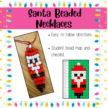 Preview of Christmas Craft | Santa Beaded Necklace | Directions & Student Checklist