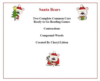 Preview of Santa Bears Two Games for Contractions and Compound Words