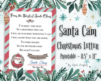 Santa Cam Letter Christmas Printable Letter Size Pdf Jpg By Opalyagley