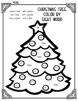 Santa & Christmas Tree Color by Sight Word Duo by primaryandpolkadots