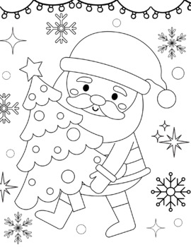 Santa Christmas Tree Coloring Sheet by Artwithmissko | TPT