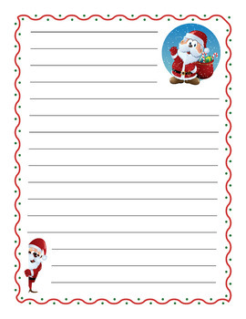 Santa Christmas Writing Paper December Handwriting Lines & Single Line ...