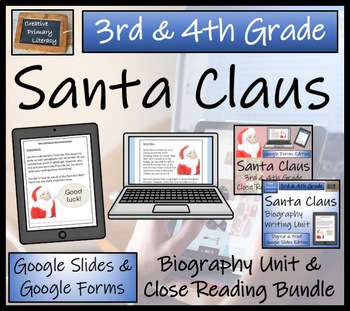 Preview of Santa Claus Biography & Close Read Bundle Digital & Print | 3rd & 4th Grade