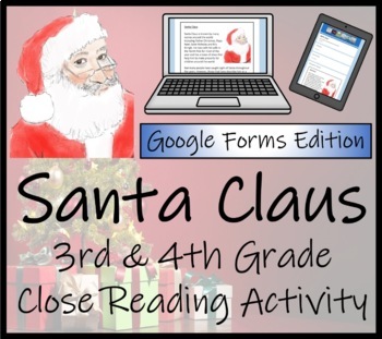 Preview of Santa Claus Close Reading Activity Digital & Print | 3rd Grade & 4th Grade