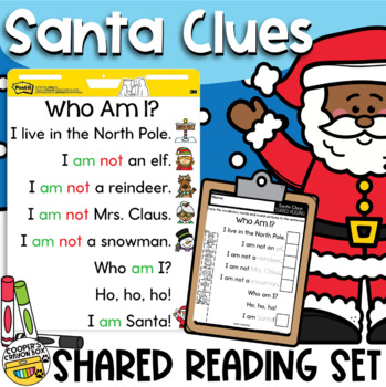 Preview of Santa Claus Clues | Shared Reading Set | Project & Trace, Sight Words, Vocab